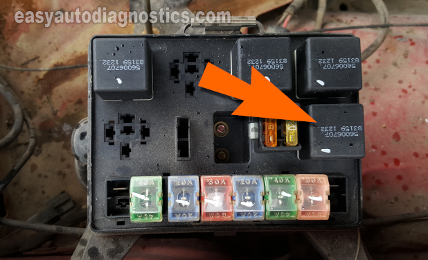 Starter Motor Relay Location And Socket Pin Out In Power Distribution Center. How To Test The Starter Motor (1996-1997 3.3L Pathfinder With Automatic Transmission).