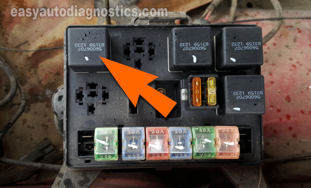 Location Of The Fuel Pump Relay In The Power Distribution Center. How To Test The Starter Motor (1996-1997 3.3L Pathfinder With Automatic Transmission).