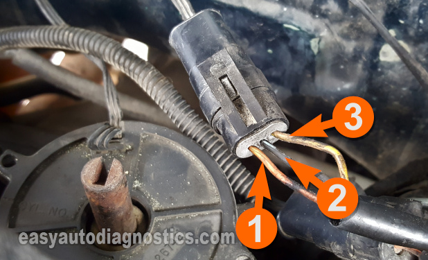 Making Sure The CMP Sensor Has Power. How To Test The Camshaft Position Sensor (1992, 1993, 1994, 1995, 1996, 1997 3.9L V6 Dodge Dakota)