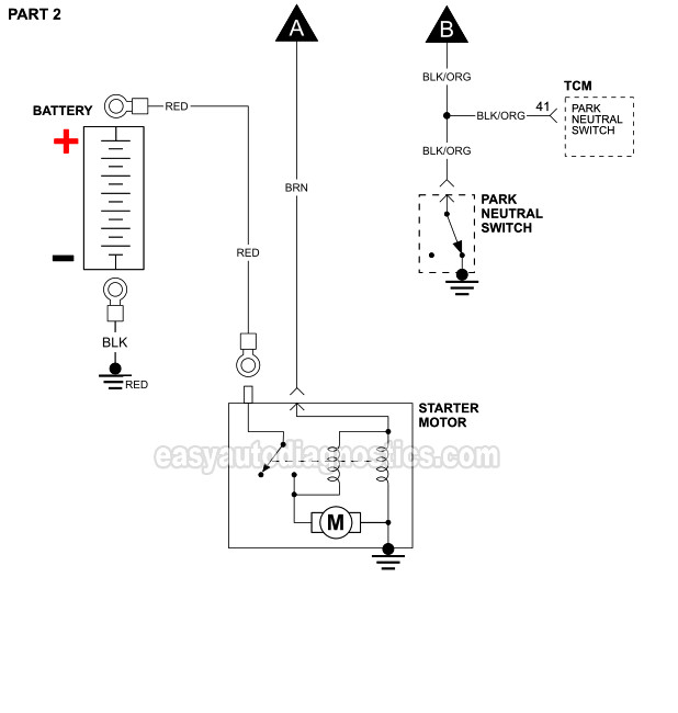 PART 2 of 2 -Starter Motor Circuit Wiring Diagram. 1994, 1995 3.8L V6 Grand Caravan, Grand Voyager