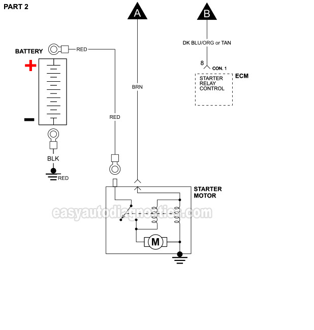 PART 2 of 2 -Starter Motor Circuit Wiring Diagram. 1996, 1997 3.8L V6 Grand Caravan, Grand Voyager