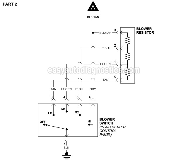 Blower Motor Circuit Wiring Diagram. 1994, 1995 3.8L V6 Grand Caravan, Town And Country, Grand Voyager