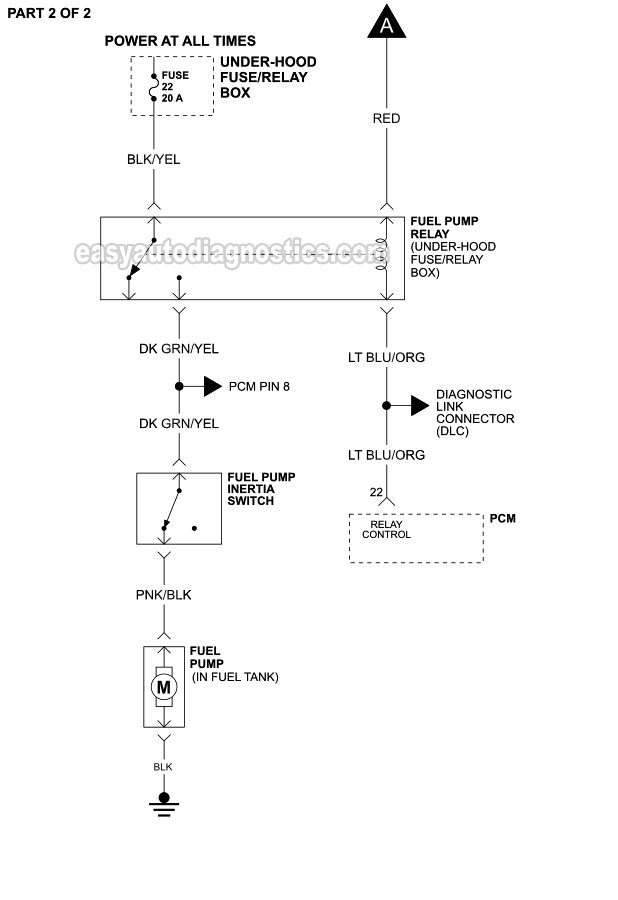 Fuel Pump Circuit Wiring Diagram PART 2 of 2 -1993, 1994 4.0L Ford Ranger