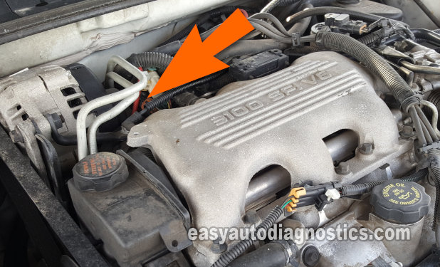 Location Of The Fuel Injector Harness Connector. How To Test The Fuel Injectors (1995, 1996, 1997, 1998, 1999 3.1L Chevrolet Lumina And Monte Carlo)