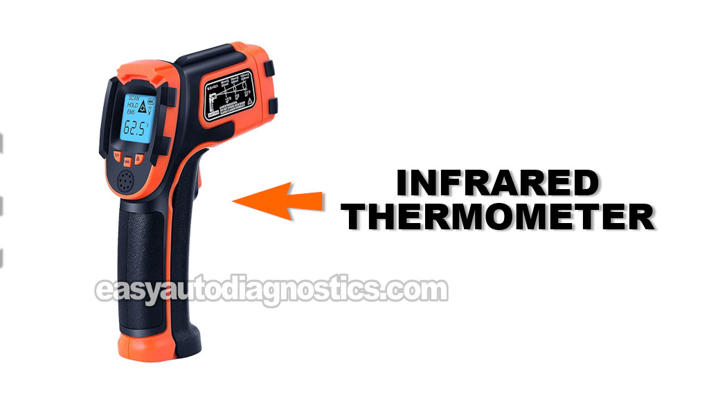 Example Of An Infrared Thermometer Gun. How To Test The Engine Coolant Thermostat (1988, 1989, 1990, 1991, 1992, 1993 2.8L Chevrolet S10 Pickup, GMC S15 Pickup, GMC Sonoma)