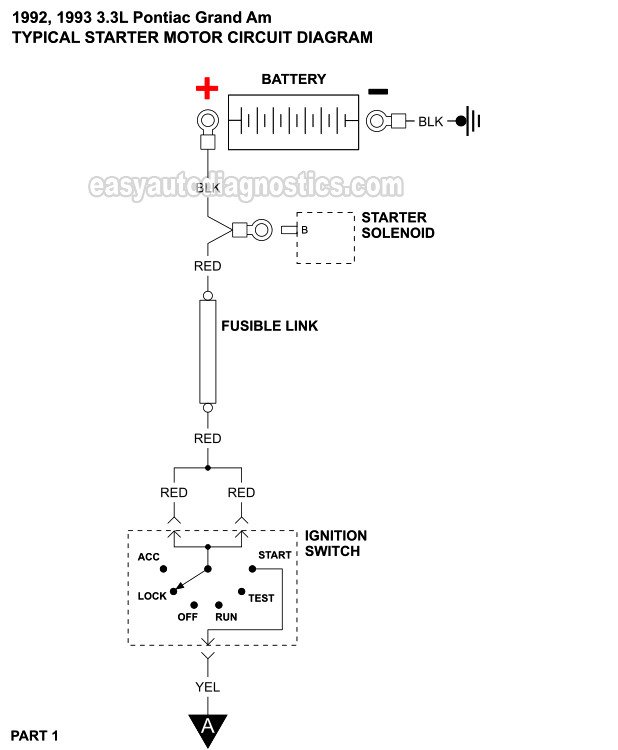 Starter Motor Circuit Diagram (1992-1993 3.3L Pontiac Grand Am)