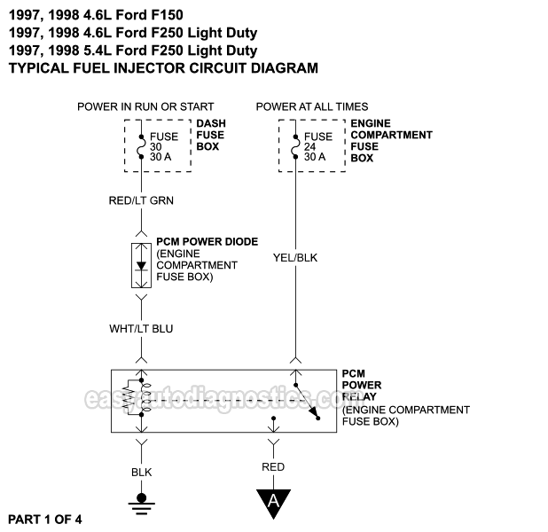 PART 1 of 4: Fuel Injector Wiring Diagram (1997, 1998 4.6L, 5.4L Ford F150 And F250 Light Duty)