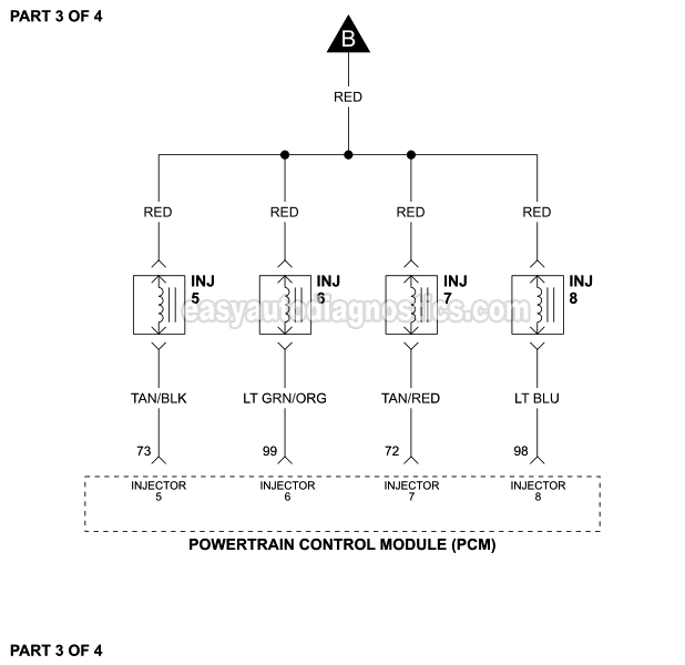 PART 3 of 4: Fuel Injector Wiring Diagram (1997, 1998 4.6L, 5.4L Ford F150 And F250 Light Duty)