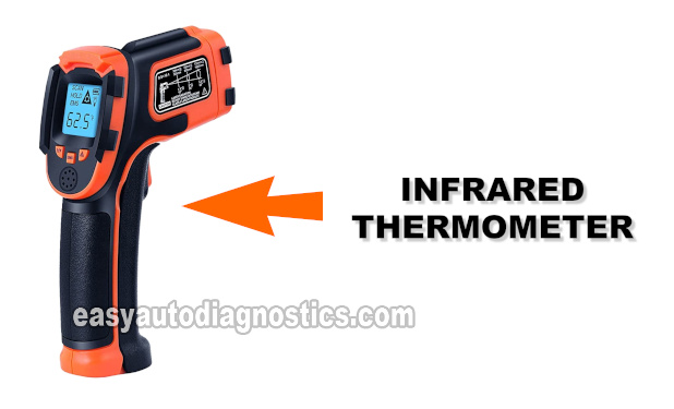 Example Of An Infrared Thermometer Gun. How To Test The Thermostat (1992, 1993, 1994, 1995, 1996, 1997 2.2L Chevrolet Beretta, Cavalier, Corsica, And Pontiac Sunfire)