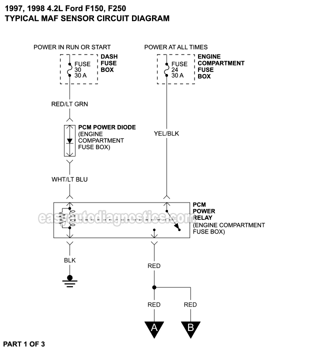 PART 1 of 3: MAF Sensor Wiring Diagram (1997, 1998 4.2L Ford F150 And F250 Light Duty)