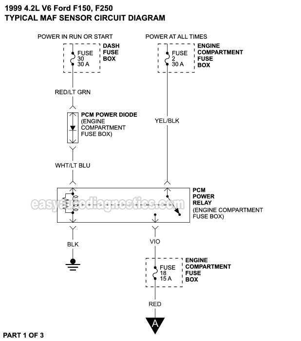 PART 1 of 3: MAF Sensor Wiring Diagram (1999 4.2L V6 Ford F150)