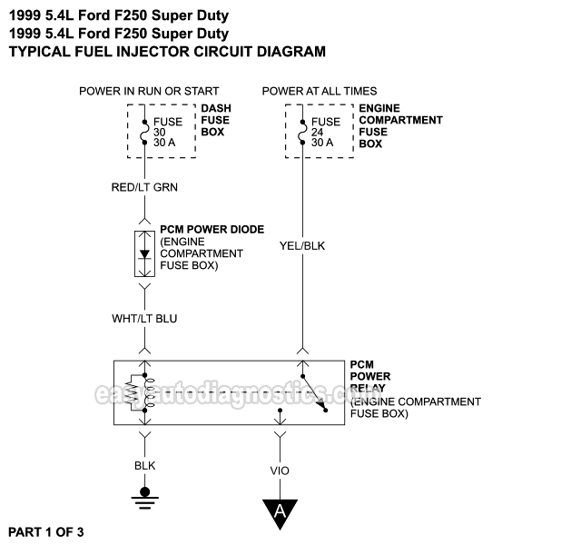 Fuel Injector Circuit Wiring Diagram (1999 5.4L V8 Ford F250 Super Duty, F350 Super Duty)