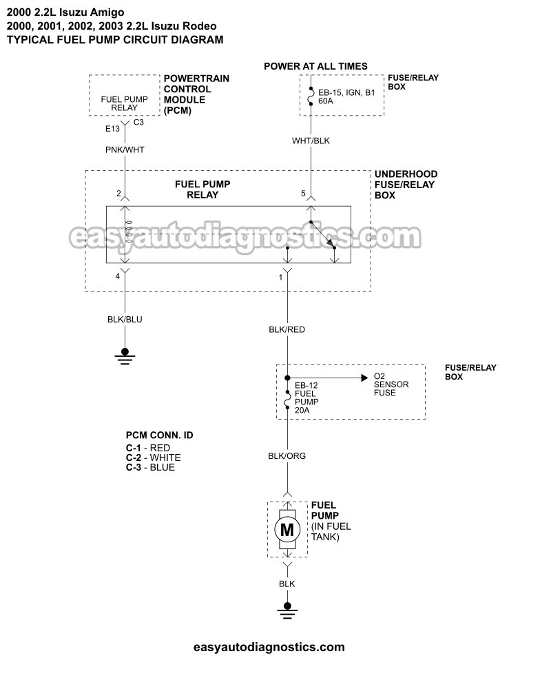 Fuel Pump Circuit Wiring Diagram (2000-2003 2.2L Isuzu Rodeo, Amigo)