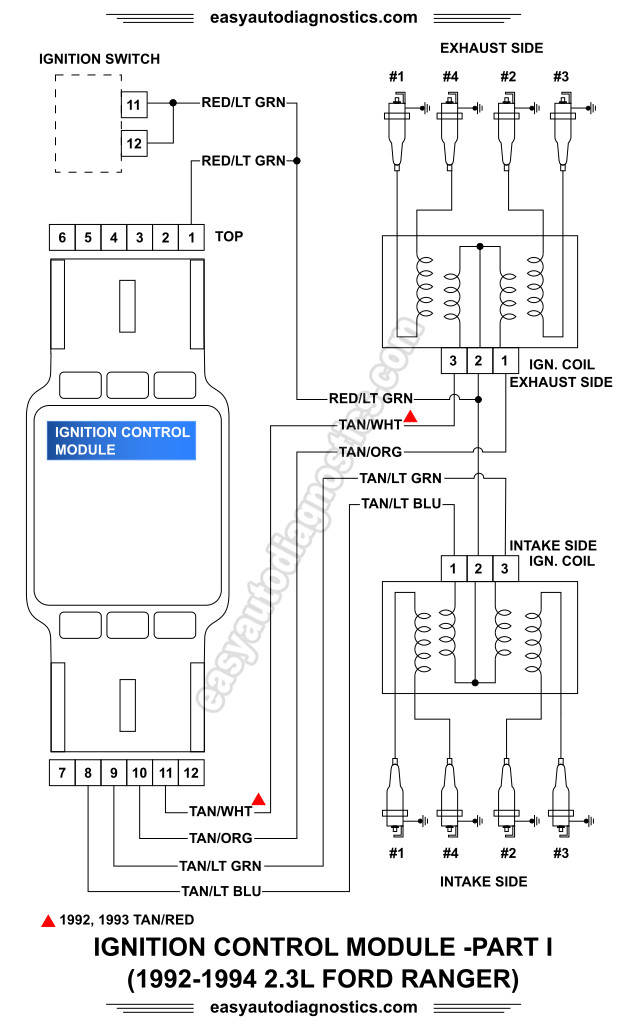 1992-1994 2.3L Ford Ranger Ignition System Wiring Diagram