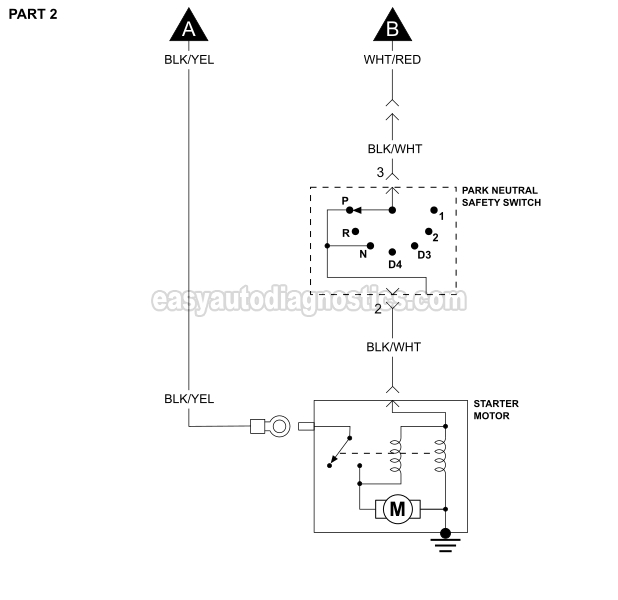 Part 2 -1994, 1995, 1996, 1997 2.2L Honda Accord (DX, EX, LX) Starter Motor Circuit Wiring Diagram With Manual Transmission