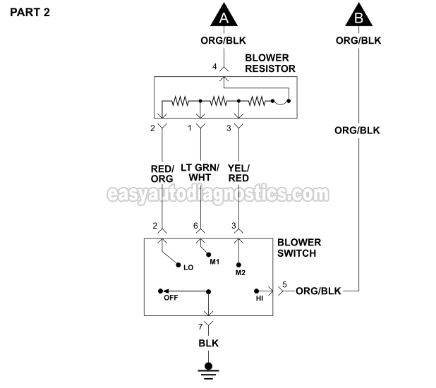 Part 2 -Blower Motor Circuit Diagram 1992, 1993, 1994 3.0L Ford Ranger And 1994 Mazda B3000