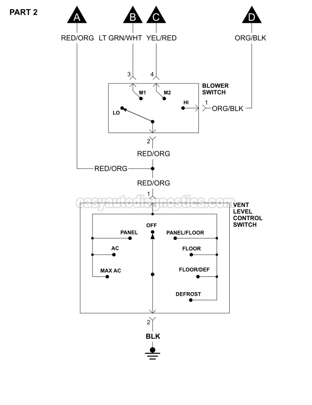 Part 2 -Blower Motor Circuit Diagram 1995, 1996, 1997 3.0L V6 Ford Ranger