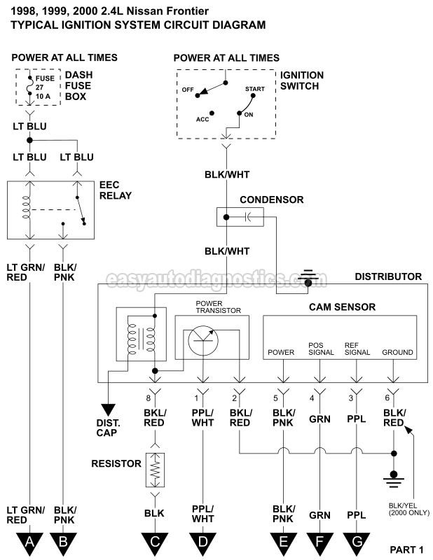 PART 1: Ignition System Wiring Diagram (1998, 1999, 2000 2.4L Nissan Frontier)