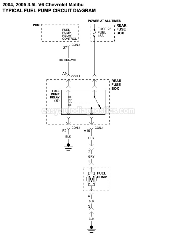 Fuel Pump Wiring Diagram (2004-2005 3.5L Malibu)