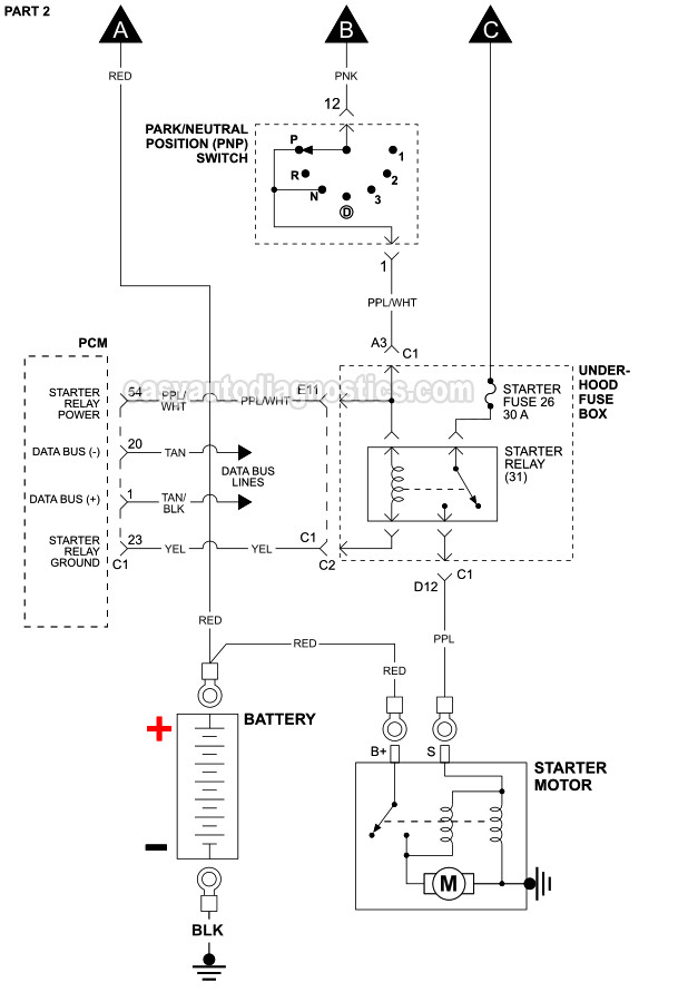 DIAGRAM 2: Starter Motor Circuit Diagram (2004, 2005 3.5L Chevrolet Malibu And 2005 3.5L Pontiac G6)