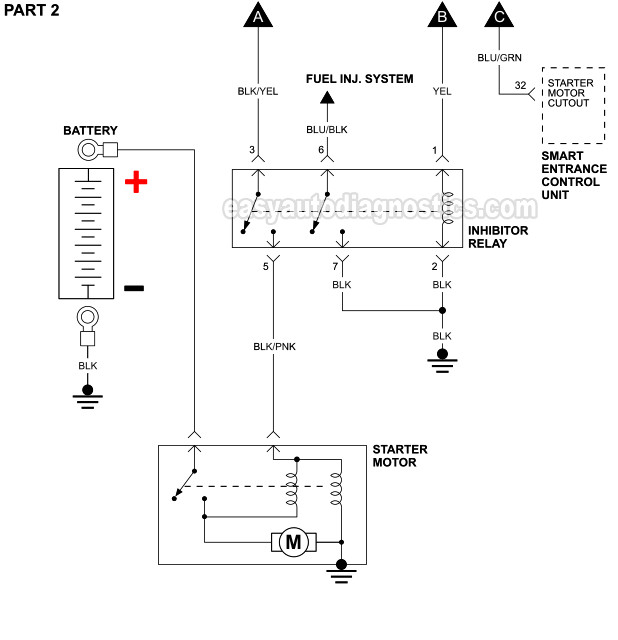 Part 2 -Starter Motor Circuit Diagram With Standard Transmission And With Anti-Theft (1996, 1997 3.0L Nissan Pathfinder)