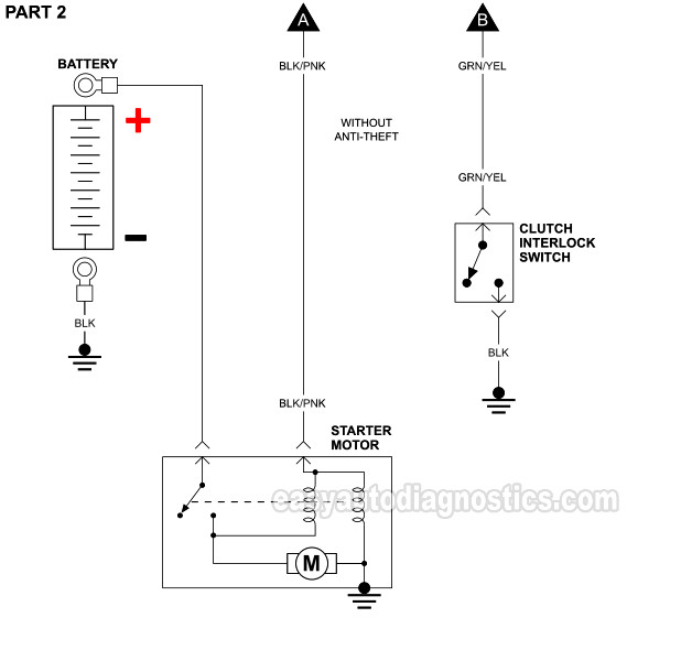 Part 2 -Starter Motor Circuit Diagram With Standard Transmission And Without Anti-Theft (1996, 1997 3.0L Nissan Pathfinder)