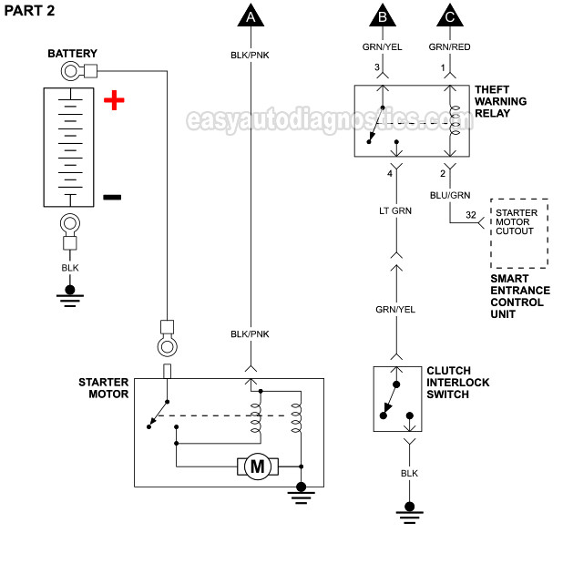 Part 2 -Starter Motor Circuit Diagram With Standard Transmission And With Anti-Theft (1996, 1997 3.0L Nissan Pathfinder)